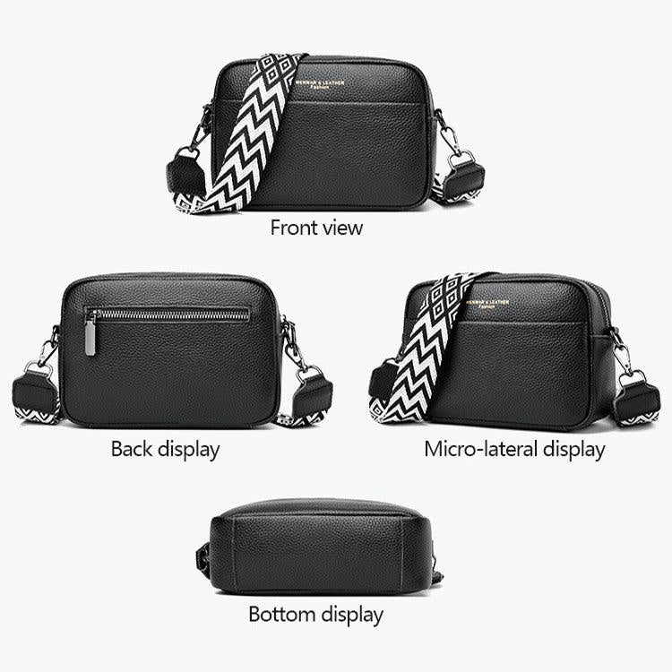 LOVVA PARIS™ Elegant Crossbody Bag – Stylish Black Leather Shoulder Bag with Geometric Strap