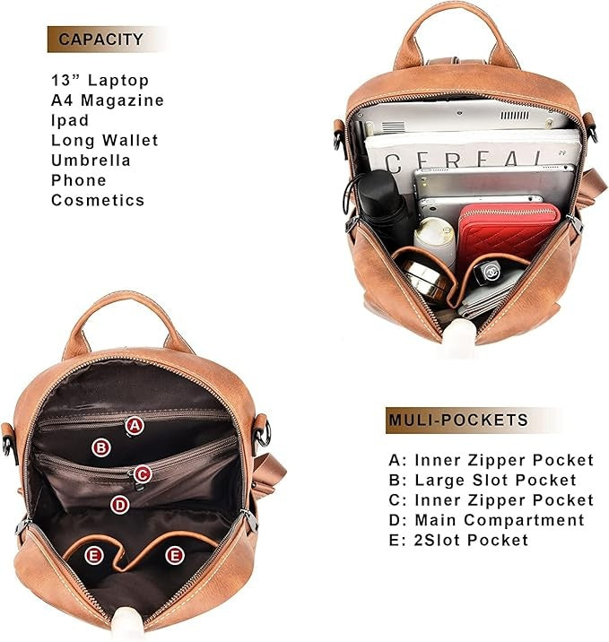 LOVVA PARIS™ Luxurious Leatherette Backpack for Girls and women
