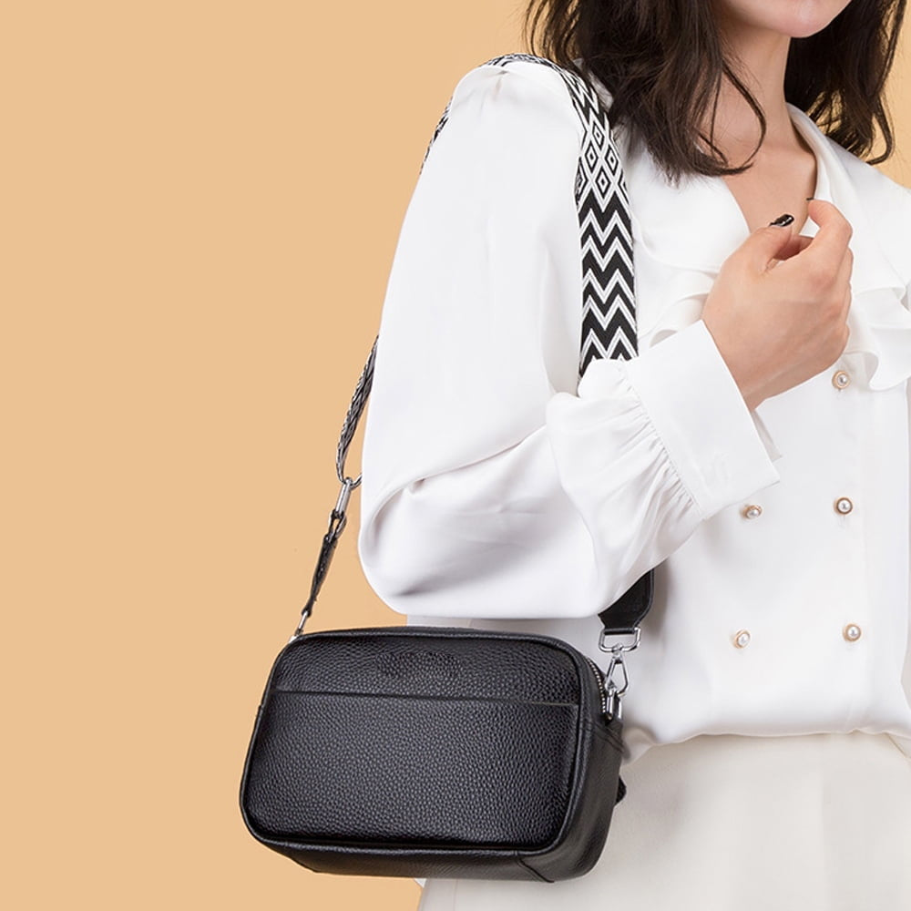 LOVVA PARIS™ Elegant Crossbody Bag – Stylish Black Leather Shoulder Bag with Geometric Strap