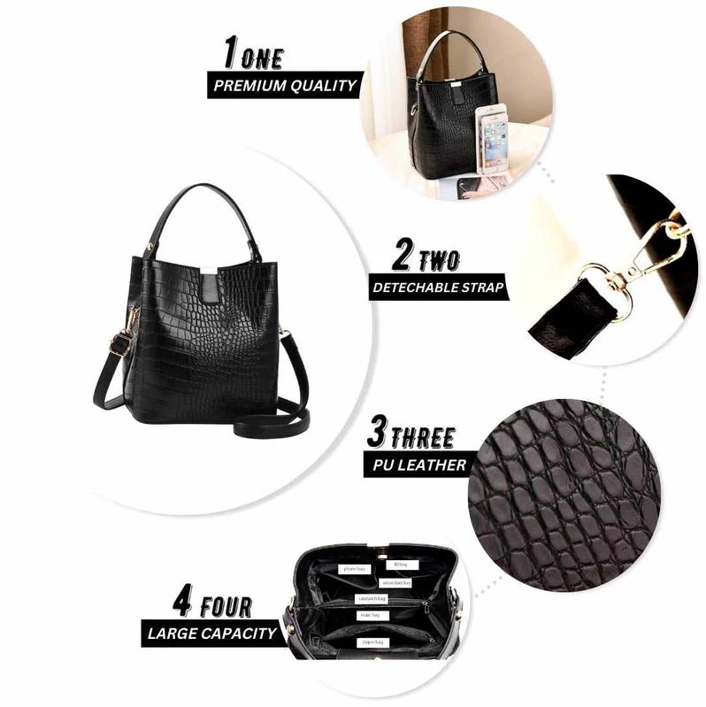 LOVVA PARIS™ Luxury Croco Print Vegan LeatherBucket bag