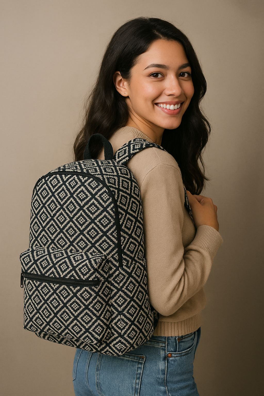 Vintage Geometric Tapestry Backpack – Boho Style with Artistic Flair