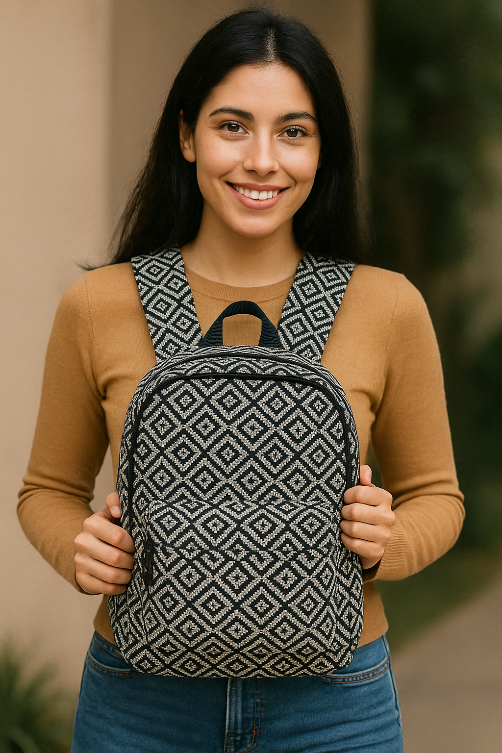 Vintage Geometric Tapestry Backpack – Boho Style with Artistic Flair