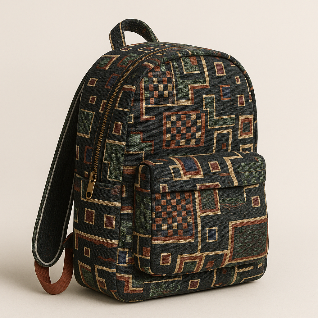 Vintage Geometric Tapestry Backpack – Boho Style with Artistic Flair