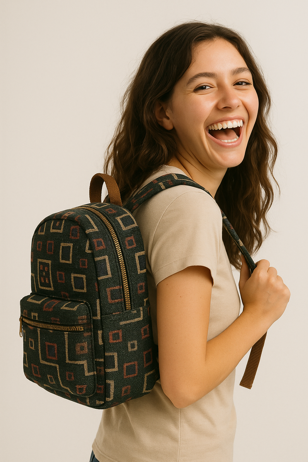 Vintage Geometric Tapestry Backpack – Boho Style with Artistic Flair