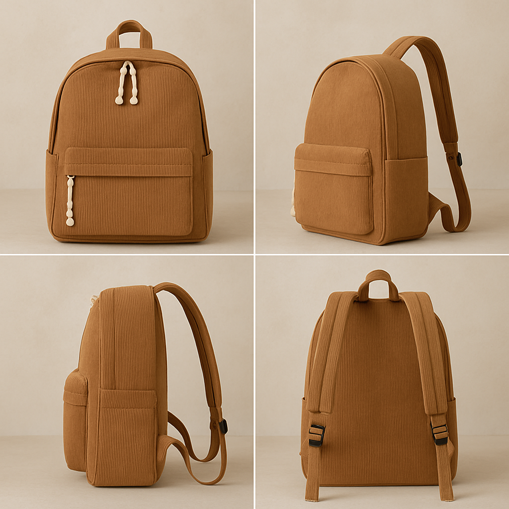 Lovva Paris Corduroy Classic Backpack – Camel Tan
