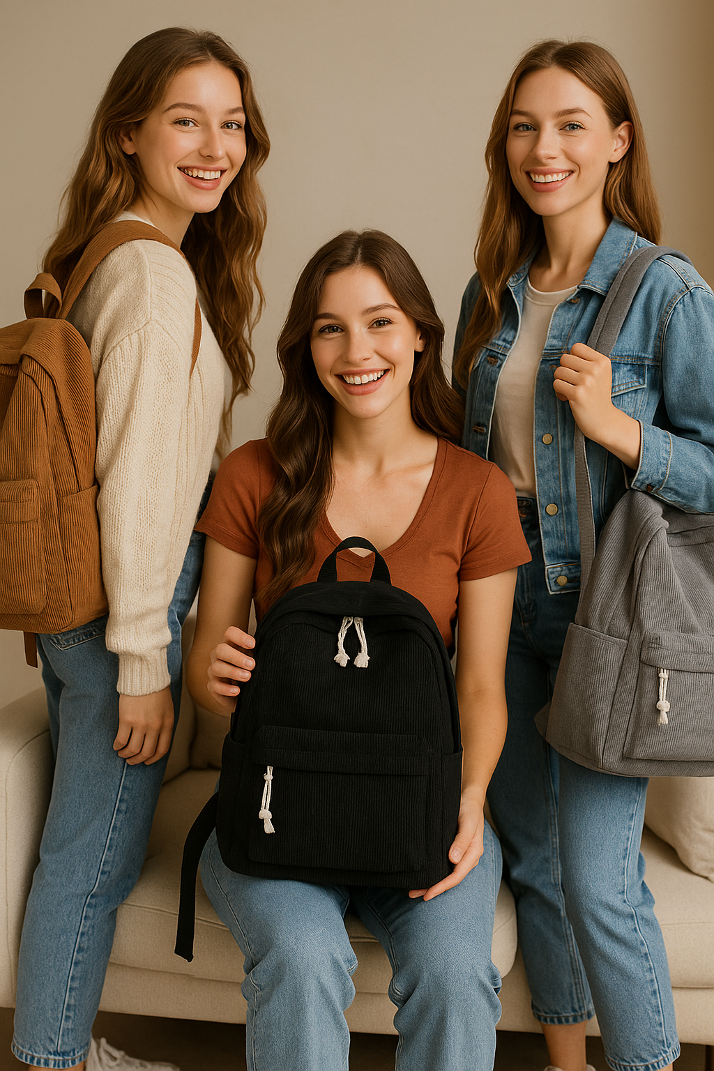 Lovva Paris Corduroy Classic Backpack – Black