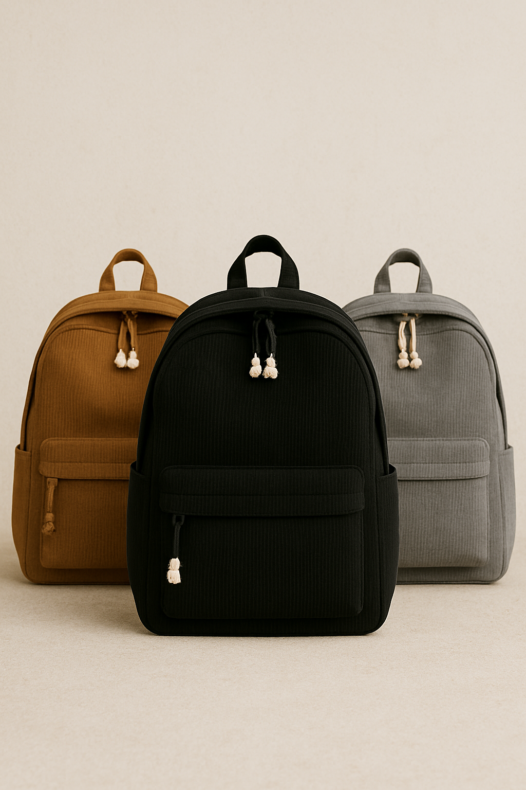Lovva Paris Corduroy Classic Backpack – Black