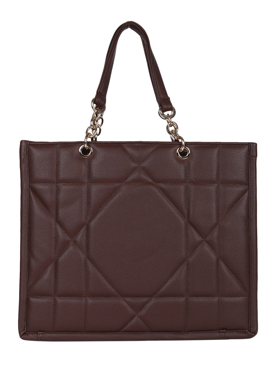 LOVVA PARIS™ Stylish Brown Tote Bag for Women | Office Handbag with Gold Chain Straps | Large Shoulder Bag for Daily Use