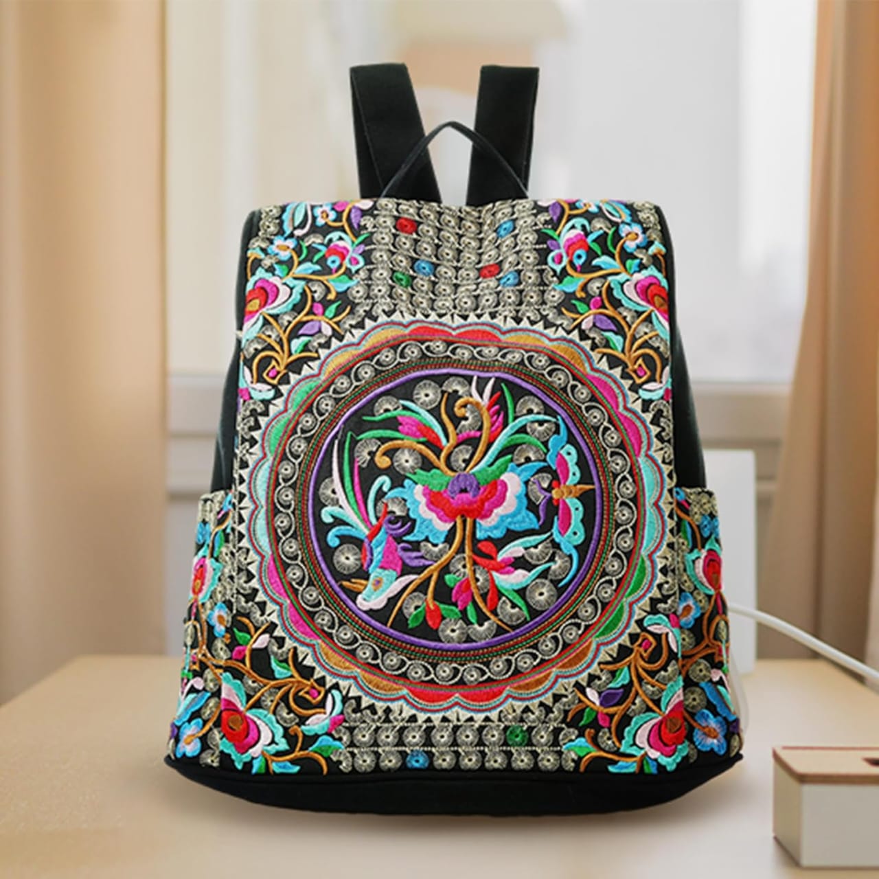 LOVVA PARIS Bohemian Embroidered Backpack – Stylish & Anti-Theft Design