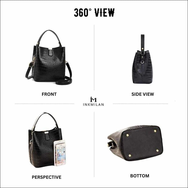 LOVVA PARIS™ Luxury Croco Print Vegan LeatherBucket bag