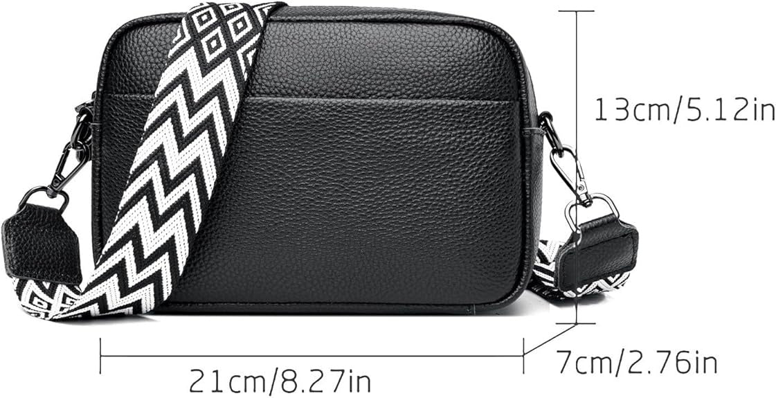 LOVVA PARIS™ Elegant Crossbody Bag – Stylish Black Leather Shoulder Bag with Geometric Strap