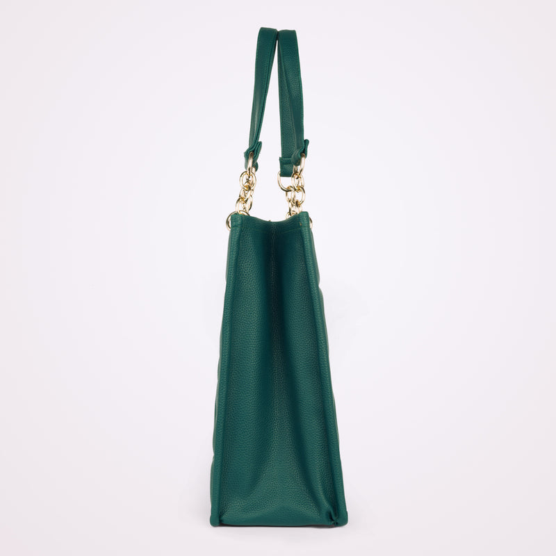 LOVVA PARIS™ Stylish Green Tote Bag for Women | Office Handbag with Gold Chain Straps | Large Shoulder Bag for Daily Use