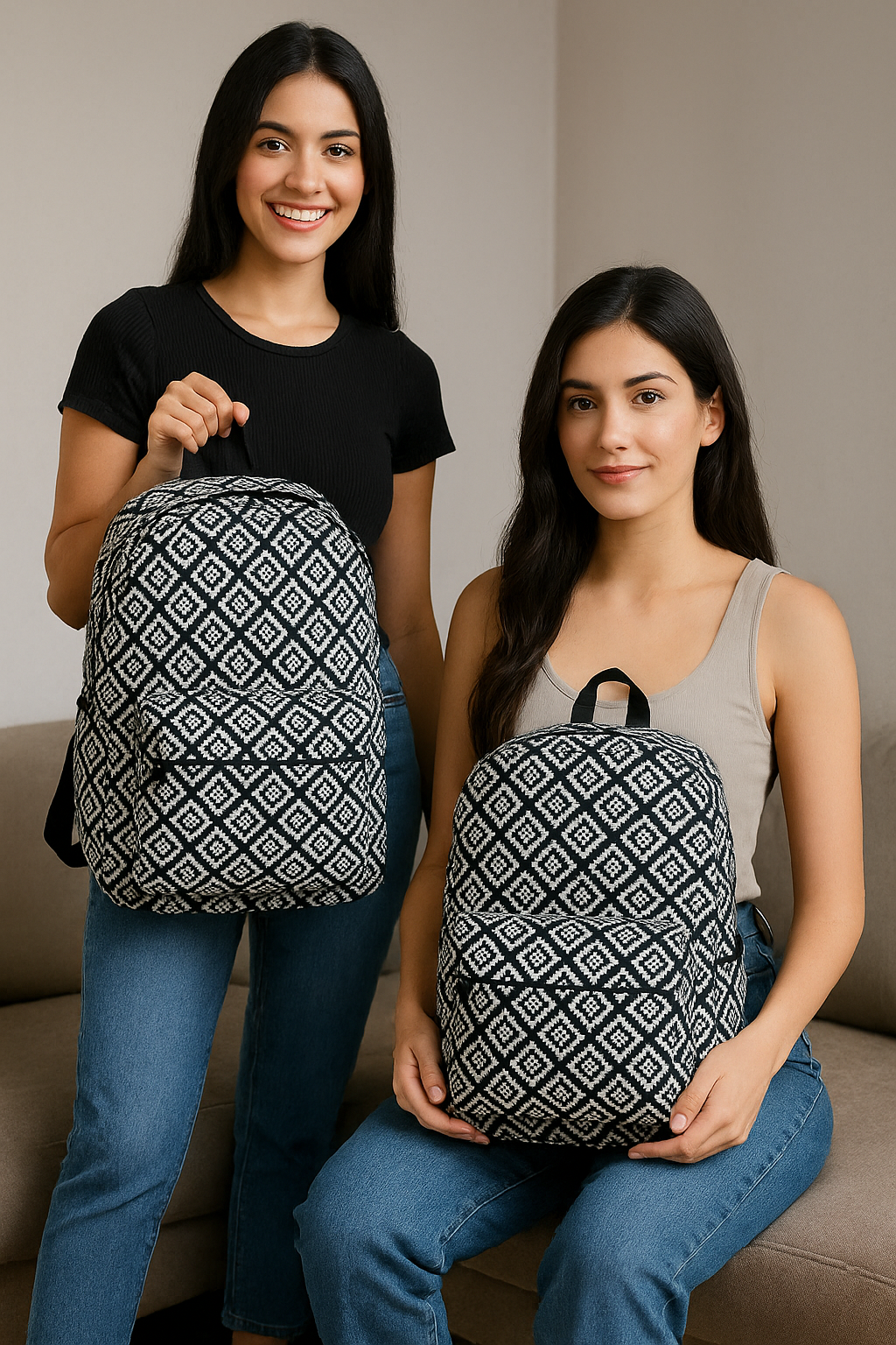 Vintage Geometric Tapestry Backpack – Boho Style with Artistic Flair