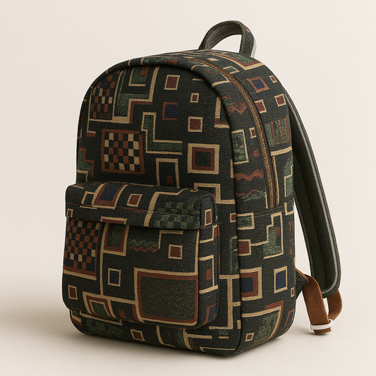 Vintage Geometric Tapestry Backpack – Boho Style with Artistic Flair