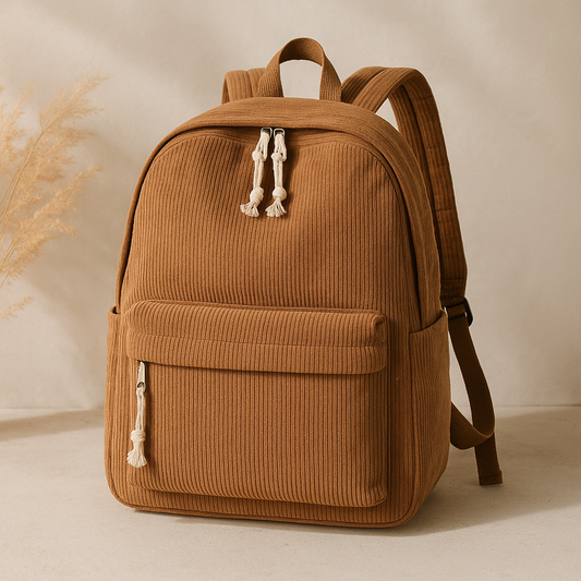 Lovva Paris Corduroy Classic Backpack – Camel Tan