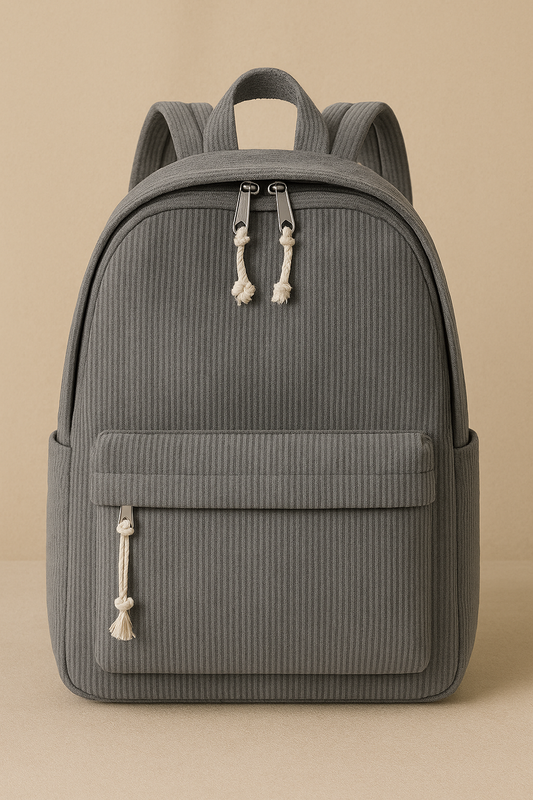 Lovva Paris Corduroy Classic Backpack – Grey
