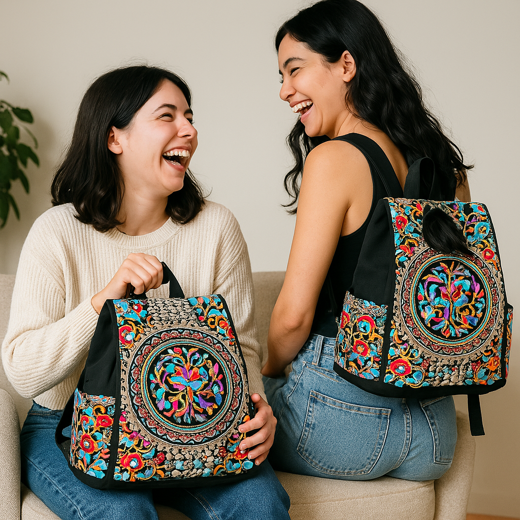 LOVVA PARIS Bohemian Embroidered Backpack – Stylish & Anti-Theft Design