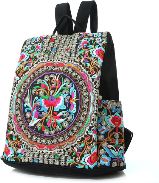 LOVVA PARIS Bohemian Embroidered Backpack – Stylish & Anti-Theft Design